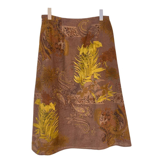 Tweeds Women's A-Line Knee Skirt Brown Floral Paisley 6 - Picture 1 of 10